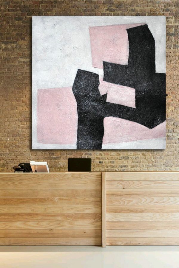 Handmade Extra Large Contemporary Painting,Hand-Painted Oversized Minimal Black And White Painting - Hand Paint Large Art - Image 3