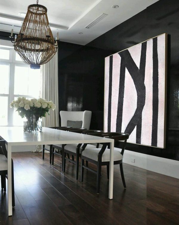 Hand Made Abstract Art,Hand-Painted Oversized Minimal Black And White Painting - Abstract Painting Modern Art - Image 3