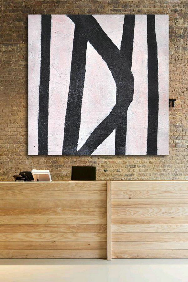 Hand Made Abstract Art,Hand-Painted Oversized Minimal Black And White Painting - Abstract Painting Modern Art - Image 4