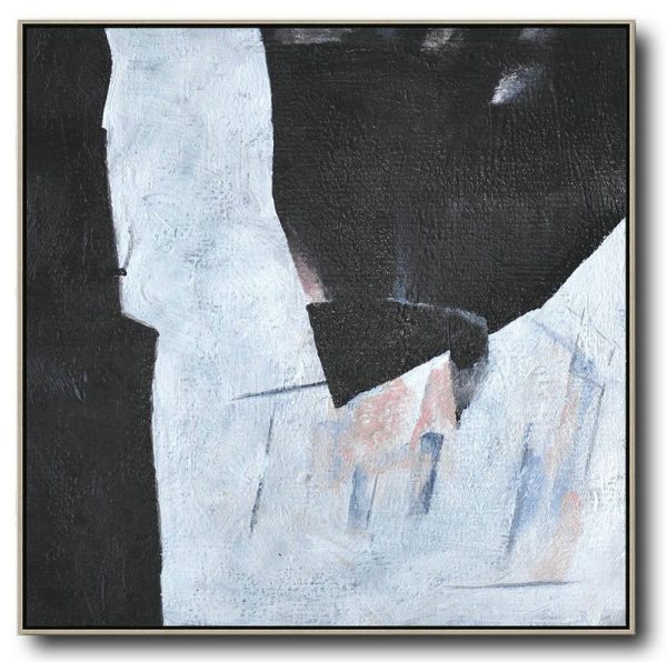 Handmade Large Painting,Hand-Painted Oversized Minimal Black And White Painting - Large Canvas Art