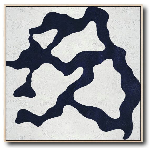 Original Painting Hand Made Large Abstract Art,Hand Painted Navy Minimalist Painting On Canvas,Acrylic On Canvas Abstract
