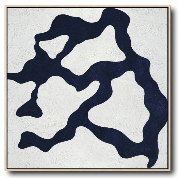 Original Painting Hand Made Large Abstract Art,Hand Painted Navy Minimalist Painting On Canvas,Acrylic On Canvas Abstract