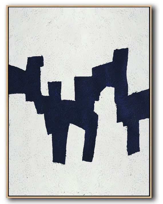 Hand Painted Extra Large Abstract Painting,Buy Hand Painted Navy Blue Abstract Painting Online,Huge Canvas Art On Canvas
