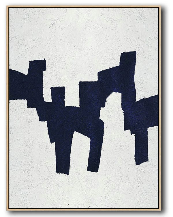 Hand Painted Extra Large Abstract Painting,Buy Hand Painted Navy Blue Abstract Painting Online,Huge Canvas Art On Canvas