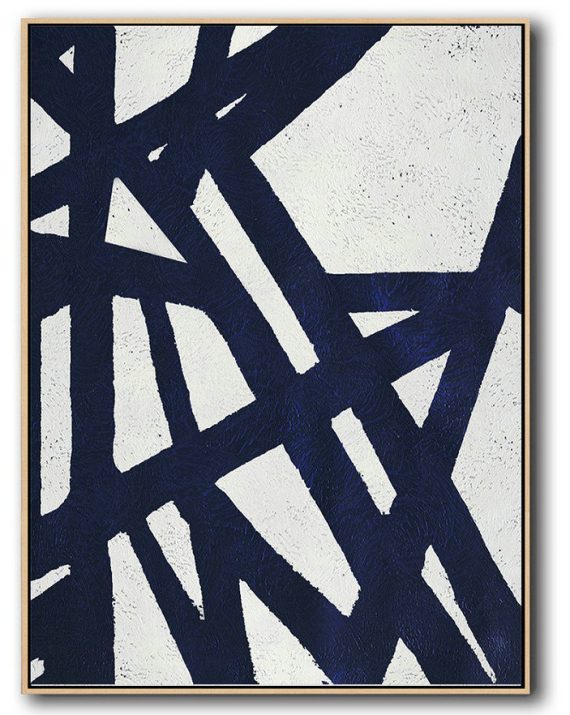 Canvas Paintings For Sale,Buy Hand Painted Navy Blue Abstract Painting Online,Art Work
