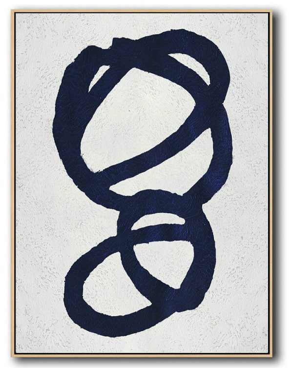 Hand Painted Extra Large Abstract Painting,Buy Hand Painted Navy Blue Abstract Painting Online,Giant Canvas Wall Art