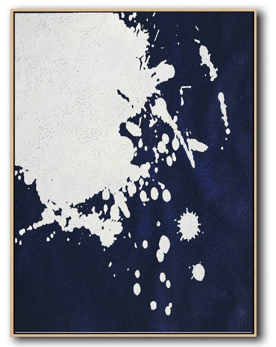 Large Modern Abstract Painting,Buy Hand Painted Navy Blue Abstract Painting Online,Abstract Painting On Canvas