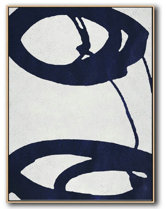 Large Abstract Art,Buy Hand Painted Navy Blue Abstract Painting Online,Canvas Paintings For Sale