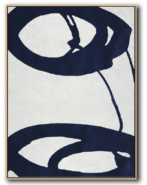 Large Abstract Painting On Canvas,Buy Hand Painted Navy Blue Abstract Painting Online,Extra Large Canvas Painting