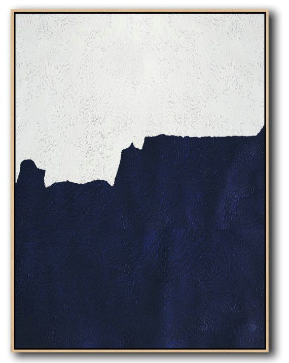 Hand Painted Extra Large Abstract Painting,Buy Hand Painted Navy Blue Abstract Painting Online,Modern Canvas Art