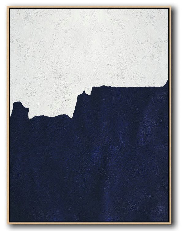 Hand Painted Extra Large Abstract Painting,Buy Hand Painted Navy Blue Abstract Painting Online,Modern Canvas Art