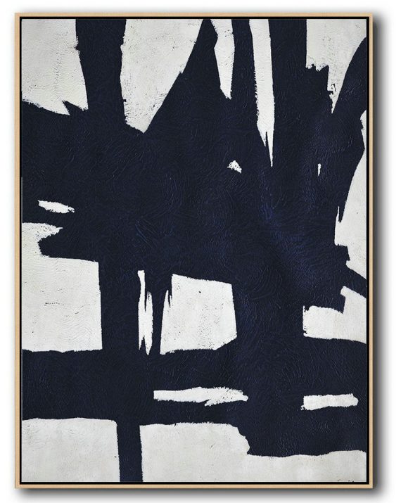 Extra Large Painting,Buy Hand Painted Navy Blue Abstract Painting Online,Original Art Acrylic Painting
