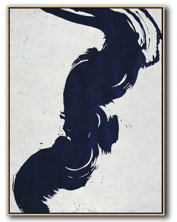 Oversized Canvas Art On Canvas,Buy Hand Painted Navy Blue Abstract Painting Online,Canvas Paintings For Sale