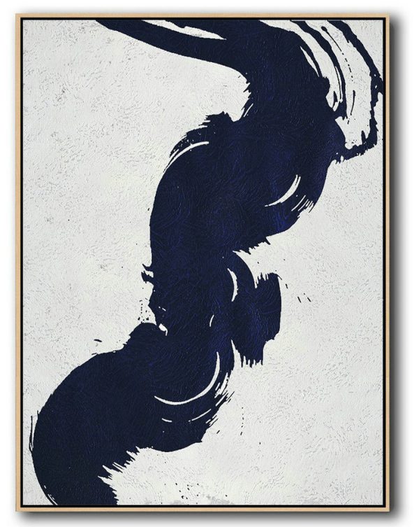 Oversized Canvas Art On Canvas,Buy Hand Painted Navy Blue Abstract Painting Online,Canvas Paintings For Sale