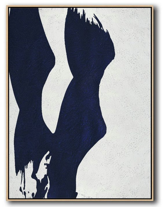 Large Abstract Painting Canvas Art,Buy Hand Painted Navy Blue Abstract Painting Online,Hand Painted Acrylic Painting