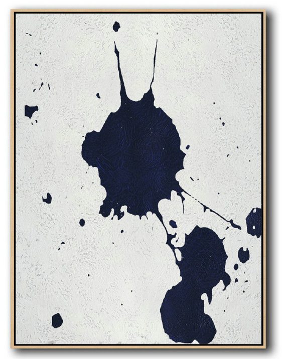 Extra Large Painting,Buy Hand Painted Navy Blue Abstract Painting Online,Acrylic Painting Canvas Art