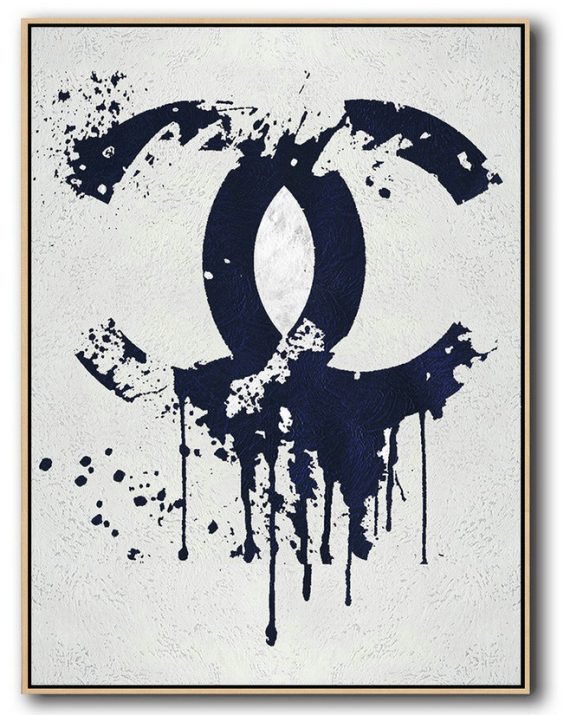 Large Contemporary Art Acrylic Painting,Buy Hand Painted Navy Blue Abstract Painting Online,Abstract Art Decor,Contemporary Painting