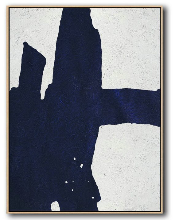 Large Abstract Painting Canvas Art,Buy Hand Painted Navy Blue Abstract Painting Online,Huge Abstract Canvas Art