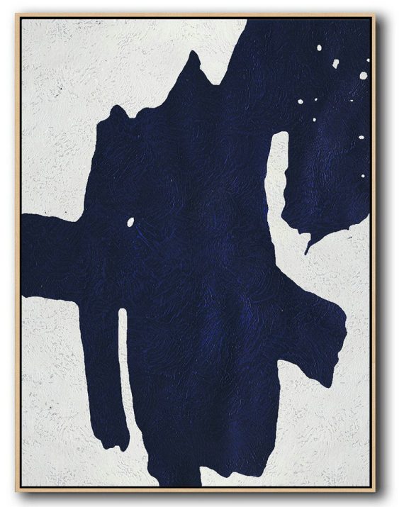 Handmade Large Contemporary Art,Buy Hand Painted Navy Blue Abstract Painting Online,Acrylic Painting Large Wall Art
