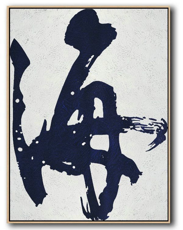 Extra Large Acrylic Painting On Canvas,Buy Hand Painted Navy Blue Abstract Painting Online,Acrylic Painting Wall Art