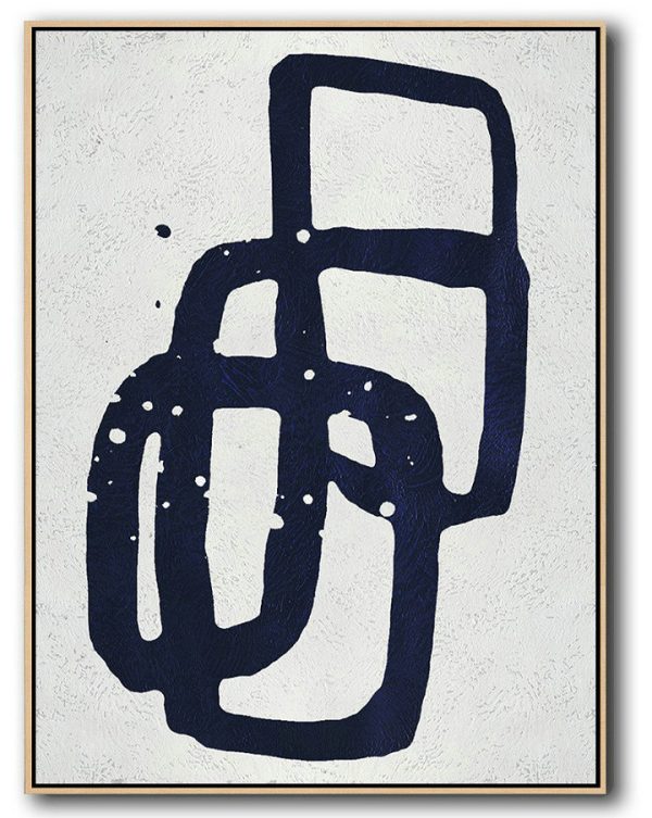 Original Abstract Painting Extra Large Canvas Art,Buy Hand Painted Navy Blue Abstract Painting Online,Hand Made Original Art