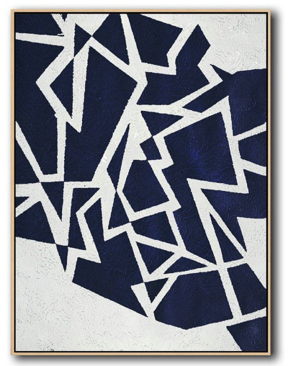 Original Artwork Extra Large Abstract Painting,Buy Hand Painted Navy Blue Abstract Painting Online,Contemporary Art Wall Decor