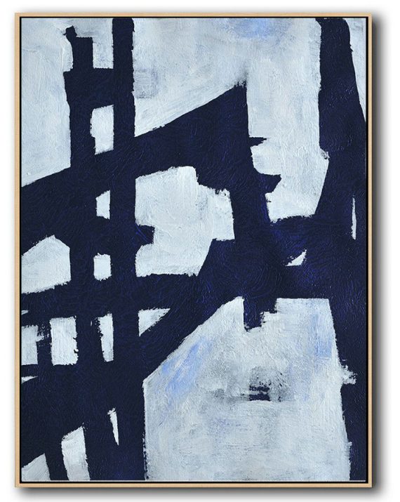 Handmade Large Contemporary Art,Buy Hand Painted Navy Blue Abstract Painting Online,Handmade Acrylic Painting