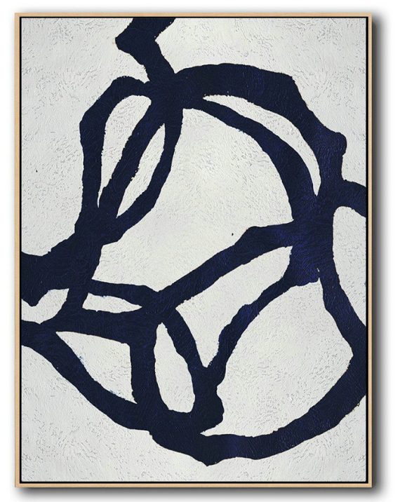 Original Abstract Painting Extra Large Canvas Art,Buy Hand Painted Navy Blue Abstract Painting Online,Huge Abstract Canvas Art