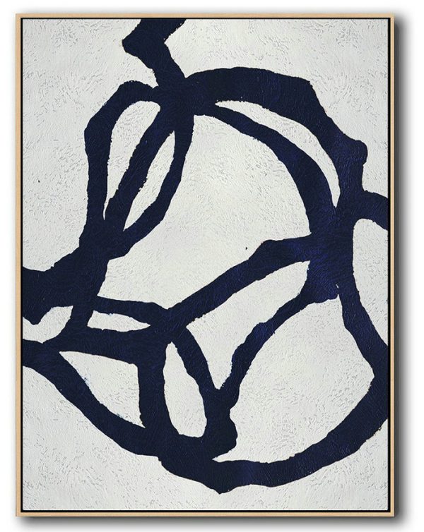 Original Abstract Painting Extra Large Canvas Art,Buy Hand Painted Navy Blue Abstract Painting Online,Huge Abstract Canvas Art