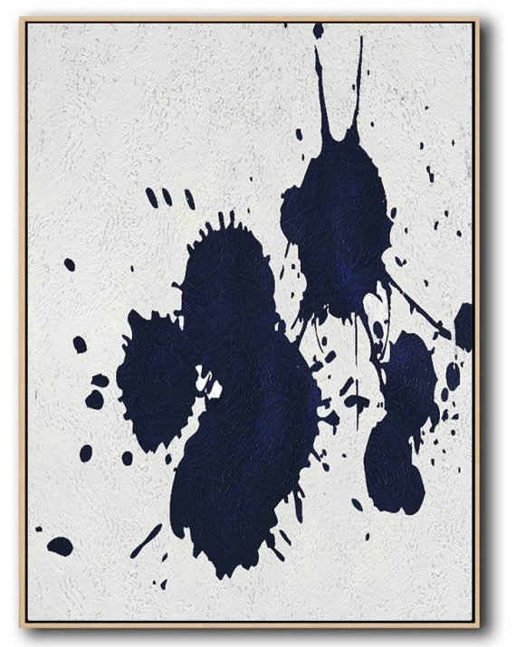 Abstract Painting Extra Large Canvas Art,Buy Hand Painted Navy Blue Abstract Painting Online,Original Art Acrylic Painting