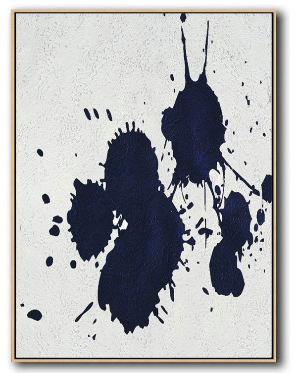 Abstract Painting Extra Large Canvas Art,Buy Hand Painted Navy Blue Abstract Painting Online,Original Art Acrylic Painting