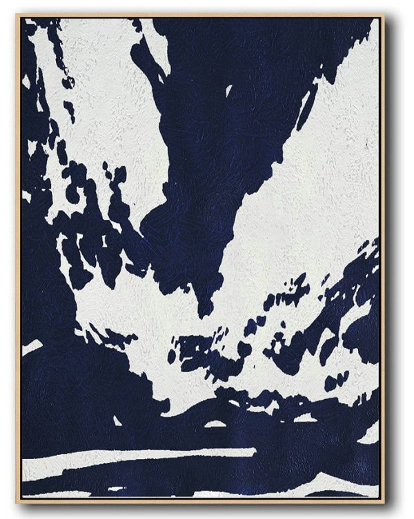 Extra Large Canvas Art,Buy Hand Painted Navy Blue Abstract Painting Online,Contemporary Art Canvas Painting
