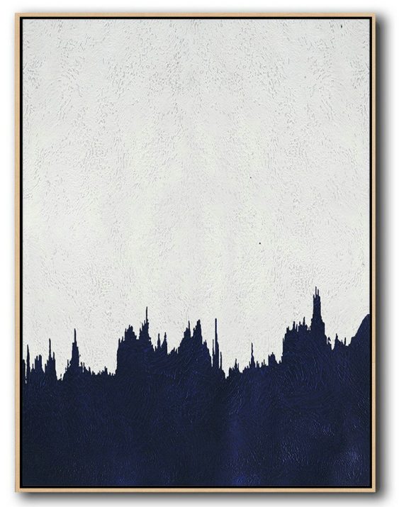 Handmade Extra Large Contemporary Painting,Buy Hand Painted Navy Blue Abstract Painting Online,Canvas Wall Art