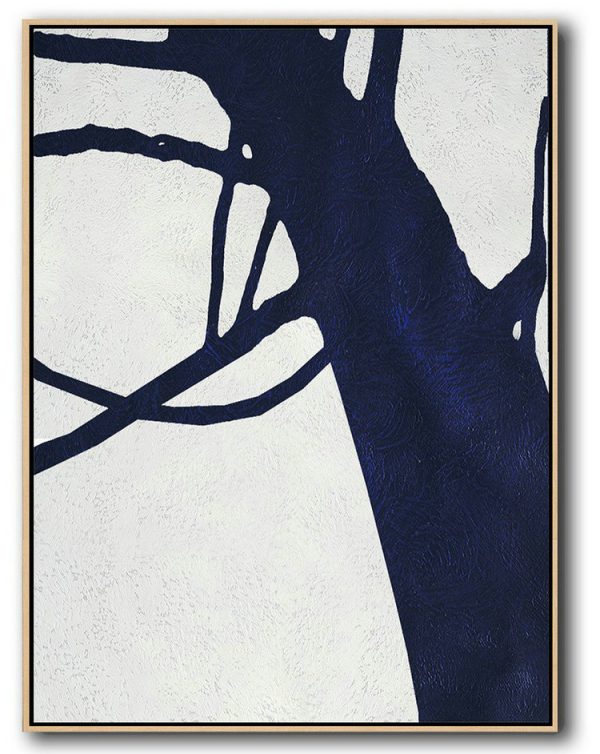 Abstract Art Decor,Contemporary Painting,Buy Hand Painted Navy Blue Abstract Painting Online,Modern Paintings