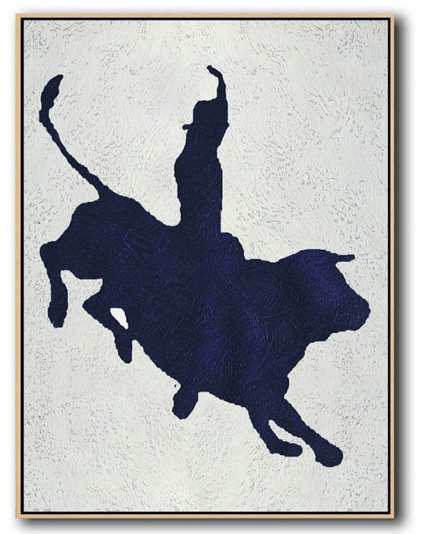 Oversized Canvas Art On Canvas,Buy Hand Painted Navy Blue Abstract Painting Online,Giant Canvas Wall Art