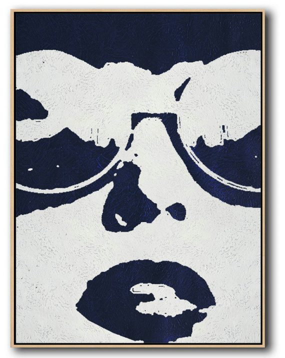 Large Abstract Painting Canvas Art,Buy Hand Painted Navy Blue Abstract Painting Online,Large Abstract Wall Art