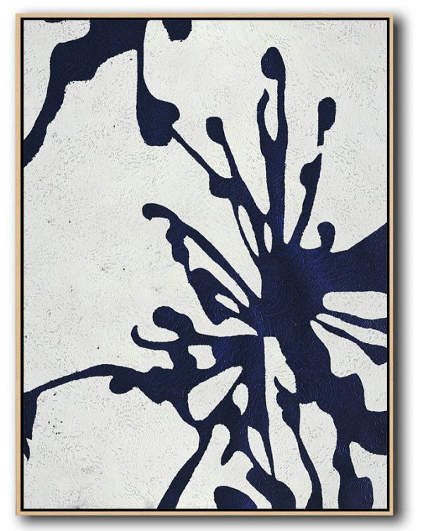 Large Abstract Painting Canvas Art,Buy Hand Painted Navy Blue Abstract Painting Online,Huge Abstract Canvas Art