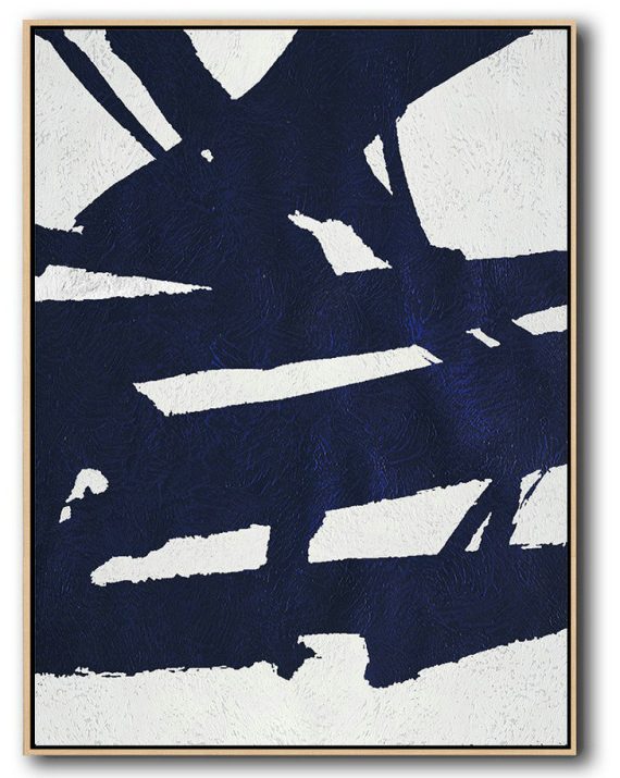 Hand Painted Extra Large Abstract Painting,Buy Hand Painted Navy Blue Abstract Painting Online,Oversized Custom Canvas Art