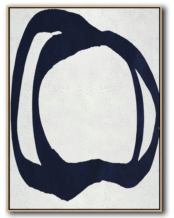 Large Abstract Art Handmade Painting,Buy Hand Painted Navy Blue Abstract Painting Online,Original Art Acrylic Painting