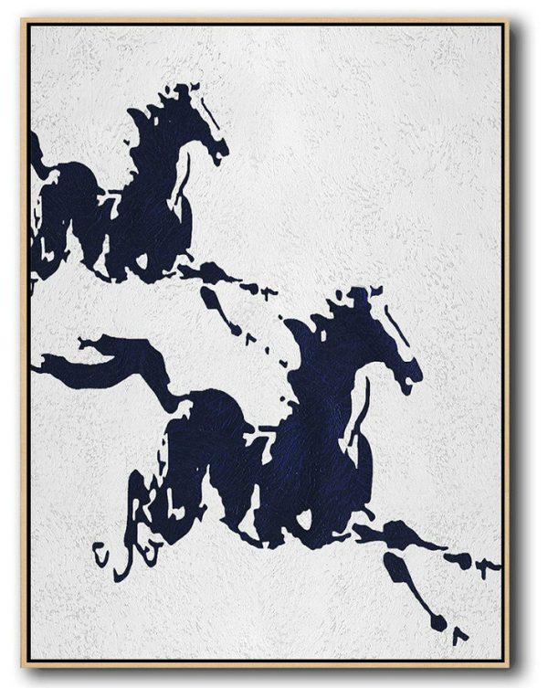 Extra Large Textured Painting On Canvas,Buy Hand Painted Navy Blue Abstract Painting Online,Hand Painted Original Art