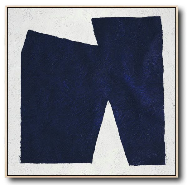 Large Contemporary Art Acrylic Painting,Hand Painted Navy Minimalist Painting On Canvas,Large Living Room Decor