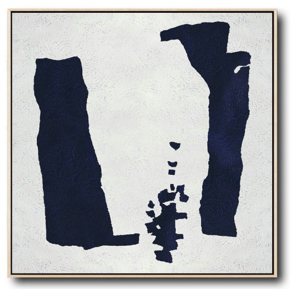Handmade Large Painting,Hand Painted Navy Minimalist Painting On Canvas,Extra Large Canvas Art,Handmade Acrylic Painting