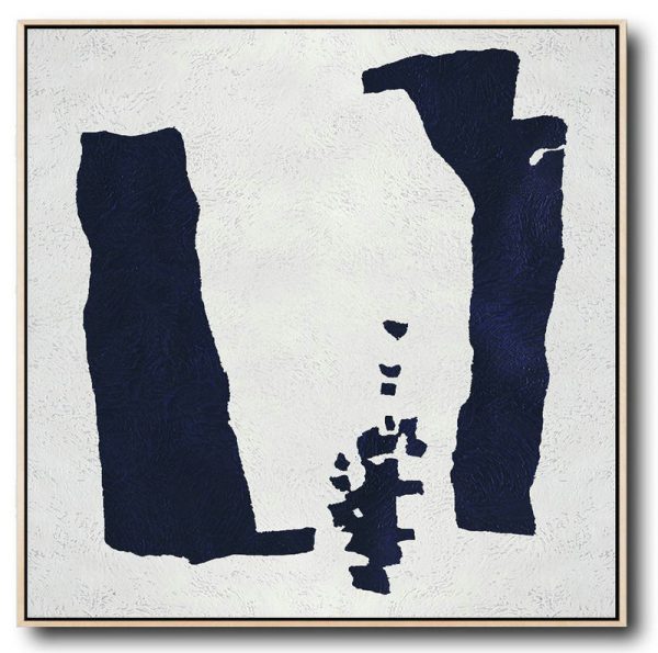 Handmade Large Painting,Hand Painted Navy Minimalist Painting On Canvas,Extra Large Canvas Art,Handmade Acrylic Painting
