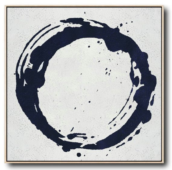 Huge Abstract Painting On Canvas,Hand Painted Navy Minimalist Painting On Canvas,Abstract Art Decor Large Canvas Painting