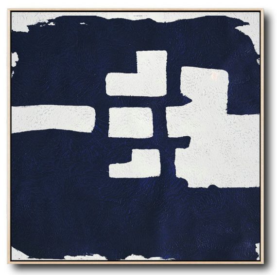 Handmade Large Contemporary Art,Hand Painted Navy Minimalist Painting On Canvas,Modern Art Abstract Painting
