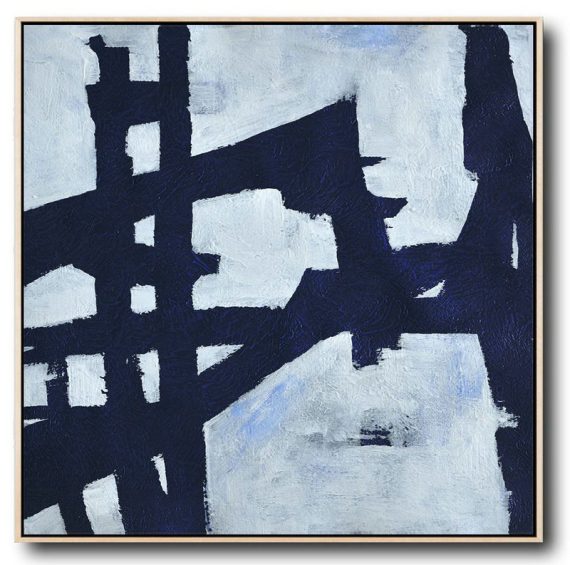 Large Contemporary Art Acrylic Painting,Hand Painted Navy Minimalist Painting On Canvas,Large Canvas Art,Modern Art Abstract Painting