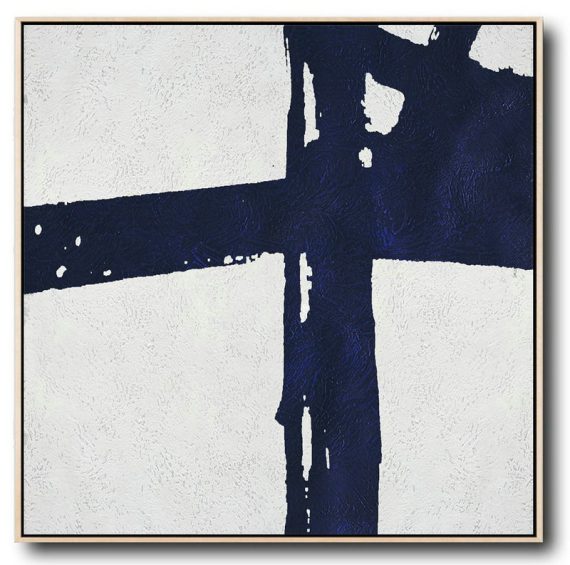 Handmade Extra Large Contemporary Painting,Hand Painted Navy Minimalist Painting On Canvas,Huge Canvas Art On Canvas