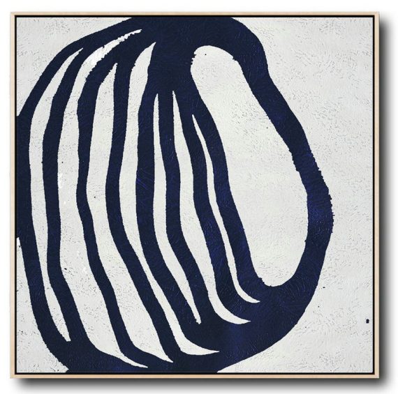 Large Abstract Art Handmade Painting,Hand Painted Navy Minimalist Painting On Canvas,Acrylic Painting On Canvas