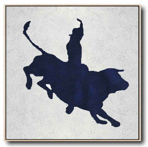 Extra Large Textured Painting On Canvas,Hand Painted Navy Minimalist Painting On Canvas,Unique Canvas Art