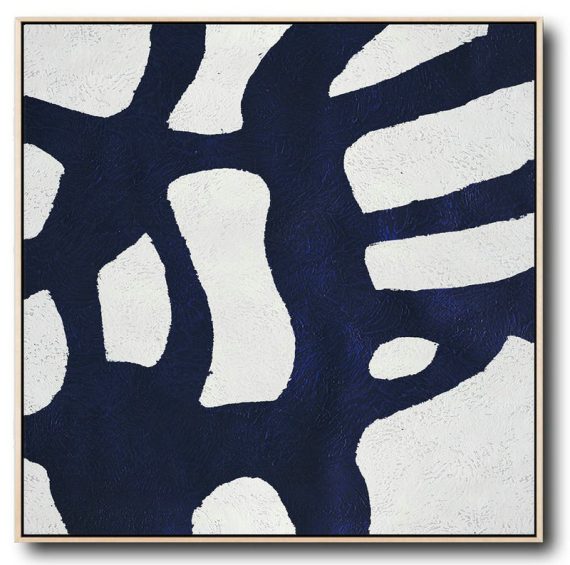 Handmade Painting Large Abstract Art,Hand Painted Navy Minimalist Painting On Canvas,Original Abstract Art Paintings